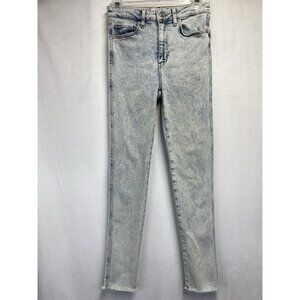 We The Free Twenty-Seven High Rise Skinny Jeans Women Sz 27 Acid Wash Raw Hem